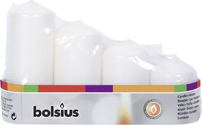 Zdjęcie produktu dla Świece Bolsius Pillar Advent, bożonarodzeniowe, białe, 48 mm 60/80/100/120 mm, opakowanie 4 szt.