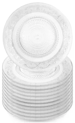 Image de Vilde | Assiettes plates 12 pcs - Ø 25 cm - Assiettes plates en verre - Effet cristal - Lavable au lave-vaisselle