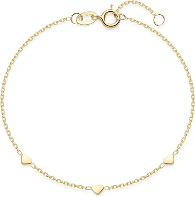 Produktbild von MATERIA by Matthias Wagner Herz Armband Gold 925 Silber vergoldet 16,5cm+2cm SA-104-Gold