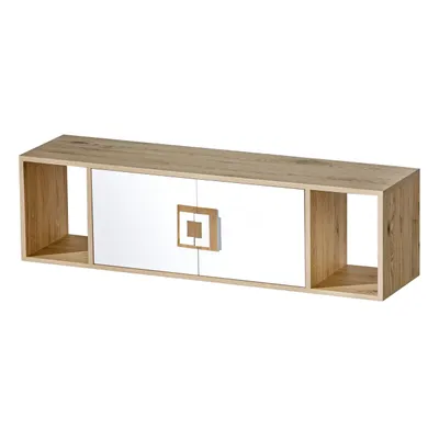 Produktbild von Furniture24 Hängeschrank, Hängeregal, Wandregal, Wandschrank, Wandboard Nico12 Mit 2 Türen Hell Eiche/Weiß/Hell Eiche