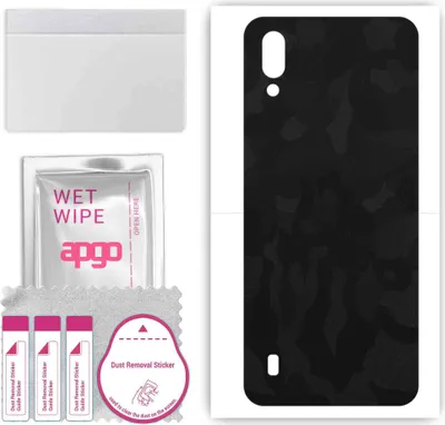 Produktbild von apgo Rückseite Schutzfolie, Skin, kompatibel mit ZTE Blade A51 Lite, Hinten Displayschutzfolie aus Vinylfolie, kratzfest, einfache Montage - Schwarzes Tarnmuster