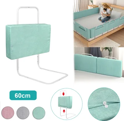 Produktbild von YARDIN Kinderbettgitter Bettschutzgitter 60cm 5-Loch Höhenverstellbar, Rausfallschutz Babybettgitter Bettgitter für Familienbett und Kinderbett, Grün