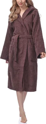 Produktbild von Ladeheid Damen Frottee Bademantel aus 100% Baumwolle LA40-102 (Braun (D15) (Gramatur 450), S)