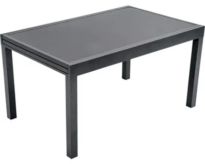 Produktbild von Gartentisch GARDEN PLACE Eve 140/280 x 90 x 75 cm anthrazit mit Tischplatte aus Glas, pulverbeschichtetes Aluminiumgeste
