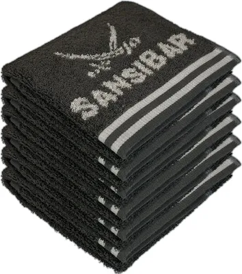 Produktbild von Sansibar Sylt Gästehandtuch 6er Set, Frottier-Serie "Doubleface“, 30x50 cm, anthrazit/silber