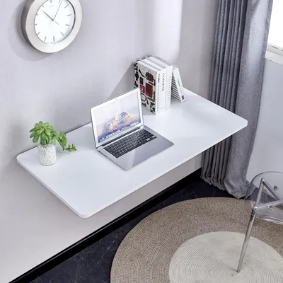Produktbild von okwish Multifunktionaler Klapptisch Wandmontiertes Design, Platzsparend,Schreibtisch für kleine Wohnungen, Weiß