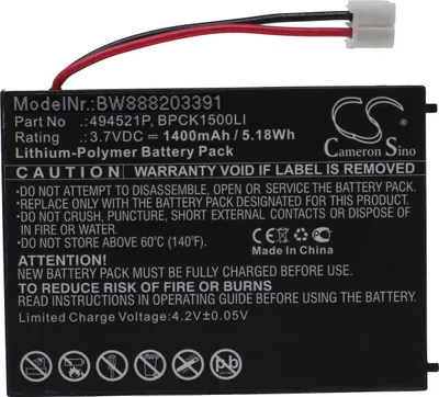 Produktbild von vhbw Akku Ersatz für Audioline 494521P, BPCK1500LI, 494251P für Babyphone Sensormatte (1400 mAh, 3,7 V, Li-Polymer)