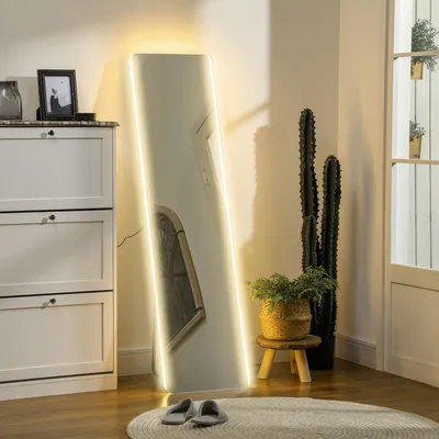 Obrázok produktu pre HOMCOM Celotelové zrkadlo, 150 x 40 cm, stojacie zrkadlo s LED osvetlením