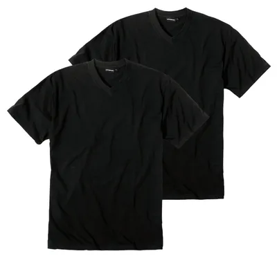 Produktbild von GÖTZBURG Herren T-Shirt, kurzarm, Baumwolle, Jersey, schwarz, uni, 2er Pack Größe: 4XL