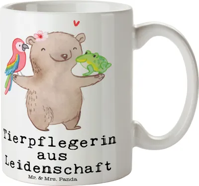 Produktbild von Mr. & Mrs. Panda Trinkbecher Tierpflegerin Leidenschaft - Weiß - Geschenk, schöne tasse, milchkaffeetasse, Kaffeetasse, Teetasse, Kaffeebecher