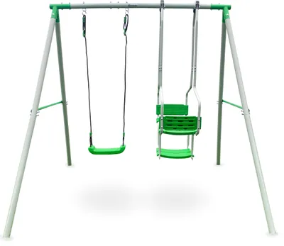 Produktbild von Gartenschaukel für 3 Kinder – Verstellbare Seillänge, wetterfest, grün