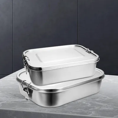 Produktbild von Lospitch 800ml+1200ml Brotdose Metall Brotdose Thermobehälter Lunchbox BPA frei Edelstahl