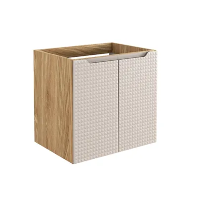 Obrázok produktu pre Kúpeľňová skrinka 60 cm pod umývadlo dub béžová 2 dvere frézovaná MDF