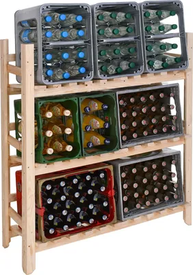 Produktbild von Getränkekisten-Regal / Holz-Regal für 6-12 Getränkekisten, Natur