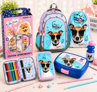 Image de Sac à dos 15 en 1 pour chien, sac d'école, cartable pour filles de CP à CE2