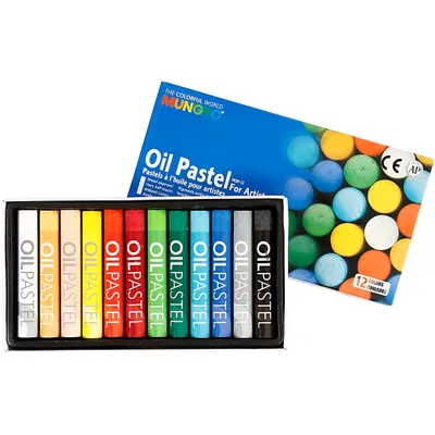 Produktbild von Mungyo-Ölpastell, L: 7 cm, Stärke 11 mm, verschiedene Farben, 12 Stück 1 Box