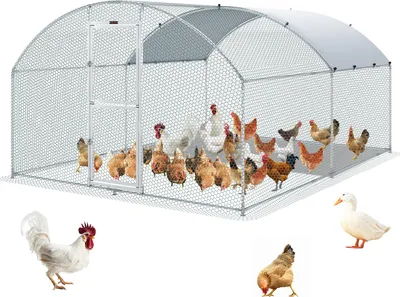 Zdjęcie produktu dla VEVOR kurnik, 4 x 3 x 2 m kurnik na wolnym wybiegu z dachem chroniącym przed słońcem plandeka PE, stalowy mały kurnik kurnik kurnik dach kurnik klatka dla kurczaków, kaczek, gęsi, królików itp.