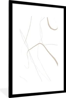 Produktbild von MuchoWow® Gerahmtes Poster Abstrakt - Minimalismus - Linienkunst 60x90 cm - Poster mit Schwarzem Bilderrahmen Wandposter Rahmen Foto Bilder - Dekoration - Wandposter Wohnzimmer - Hochwertig