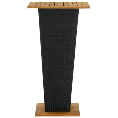 Immagine prodotto di Tavolo da bar nero 60x60x110 cm in poly rattan e legno massiccio di acacia
