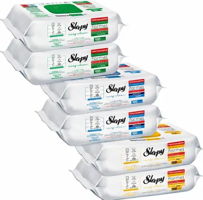 A stack of Sleepy wet wipes packages.