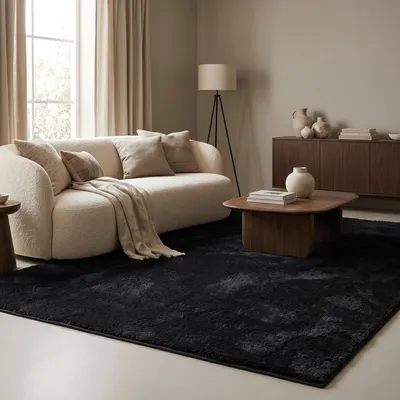 Produktbild von Hochflor Shaggy Teppich Palace Schwarz, Größe:200x250 cm