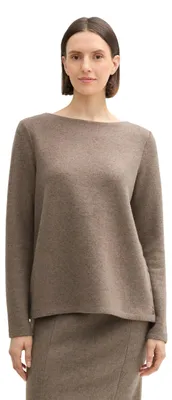 Produktbild von TOM TAILOR Damen RIPP Sweatshirt mit Knöpfen, 16569 - Cashew Beige Melange, XXS