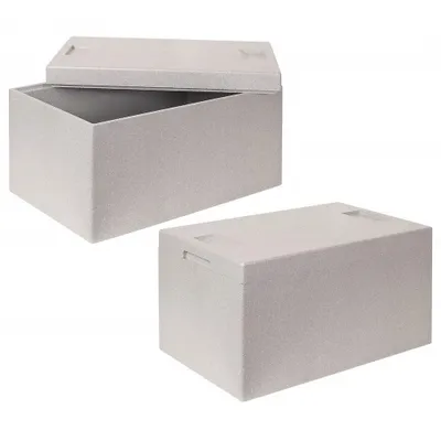 Produktbild von 2x Thermobox aus EPS, grau, 35 Liter, Innenmaß 505x310x225 mm