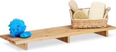 Image de Badrek en bambou - Pont de baignoire d'une seule pièce, 6 x 70 x 22 cm - Design moderne - Naturel