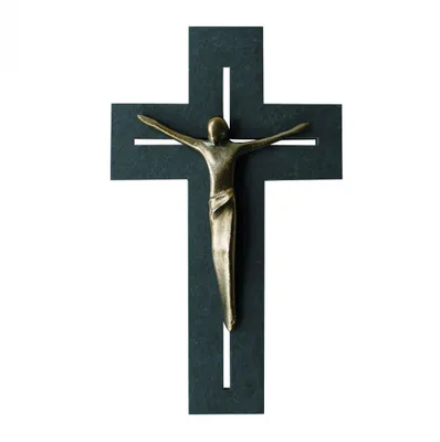 Produktbild von Wandkreuz Kruzifix Corpus 22 cm Schiefer Bronze