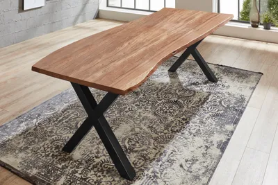 Produktbild von Esstisch Baumkante massiv Akazie natur 240 x 100 schwarz XANTEN