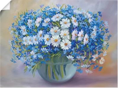 Produktbild von ARTland Poster Blaue Blumen Größe: 40x30 cm