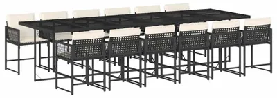 Immagine prodotto di vidaXL set da pranzo da giardino da 13 pezzi con cuscini in polirattan nero