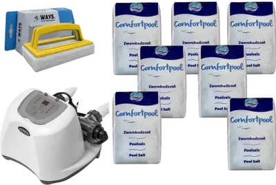 Produktbild von Intex - Salzwassersystem 26670GS & Poolsalz 140 kg & WAYS Scheuerbürste