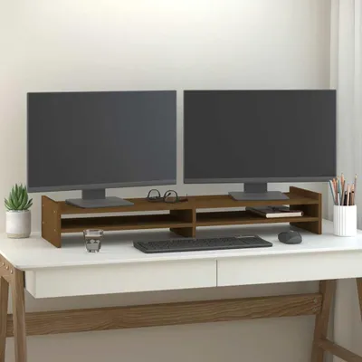 Obrázek produktu pro vidaXL Stojan na monitor Honey Brown 100x27x15 cm Masivní borovicové dřevo