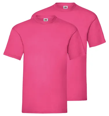 Produktbild von Doppelpack Fruit of the Loom Valueweight T-Shirt + GRATIS MyShirt Stoffbeutel Farbe: fuchsia Größe: 2XL