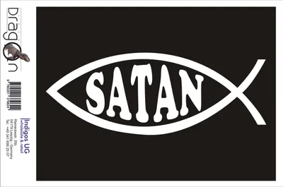 Produktbild von Aufkleber / Autoaufkleber - JDM / Die cut / Auto / OEM - Satan Fisch - 160x60 mm weiß - Heckscheibe / Heckscheibenaufkleber
