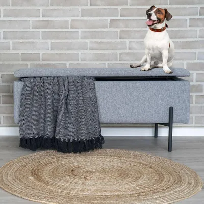 Produktbild von Elegante Bank NIZZA mit Stauraum 95cm Strukturstoff hellgrau