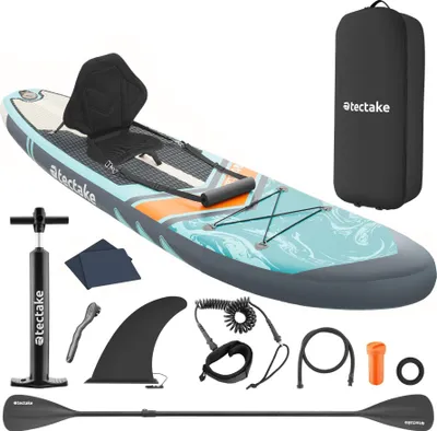 Image de Planche de stand-up paddle 2 en 1 gonflable kit complet - turquoise/orange