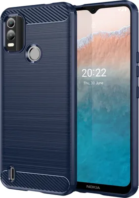 Produktbild von Nokia C21 Plus Hülle, Carbon-Faser TPU Silikon Stoßfest Schutzhülle für Nokia C21 Plus Blau