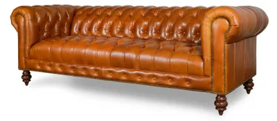 Zdjęcie produktu dla Luksusowa sofa Chesterfield z tapicerką skórzaną i tekstylną – nowy zestaw wypoczynkowy #269