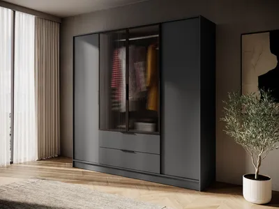 Obrázok produktu pre Šatníková skriňa 206 cm COSIMA - grafitová