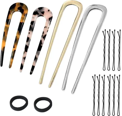 Produktbild von 16 Stück U-förmige Haarnadeln Französischer Stil French Style hairpin Haarspangen Kopfschmuck für Frauen und Mädchen