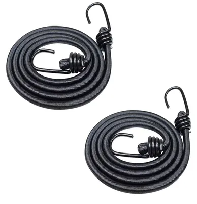 Image de 2 cordes élastiques avec crochets - 2 mètres, couleur noire
