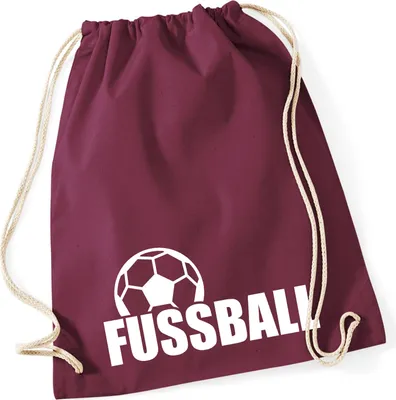 Produktbild von Huuraa Turnbeutel Fussball Ball 12 Liter Burgundy Baumwolle Rucksack Geschenkidee