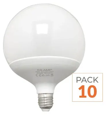 Produktbild von 10er-Pack – LED-Glühbirne E27 18 W 220 V G95 300° – Kaltweiß 6000 K – 8000 K