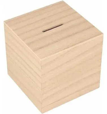 Produktbild von Quadratische Spardose, Holz, 8,7 x 8,7 cm