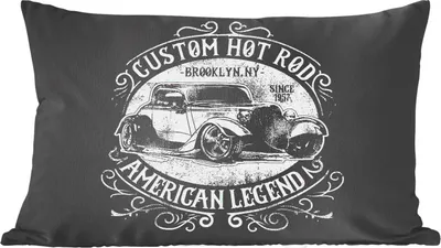 Produktbild von MuchoWow® Zierkissen Sofakissen Wohnzimmer Dekokissen 50x30 cm Mancave - Oldtimer - Auto - Retro - Wohnzimmerdekoration - Polster mit Photo