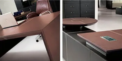 Produktbild von Eckschreibtisch aus MDF und Edelstahl in modernem Design