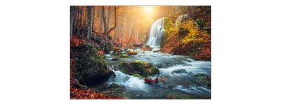 Produktbild von Muralo Fototapete Natur 135 (B) x 90 (H) cm Vlies Tapete Wandtapeten Wasserfall Felsen Bäume Herbst Wohnzimmer Schlafzimmer moderne Wandbilder XXL Landschaft Panorama Wand Dekoration