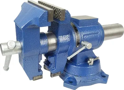 Obrázek produktu pro Stolní svěrák s kovadlinou Stolní svěrák modrý otočný o 360° šířka čelistí 125 mm šířka upnutí upínacích čelistí otočný svěrák